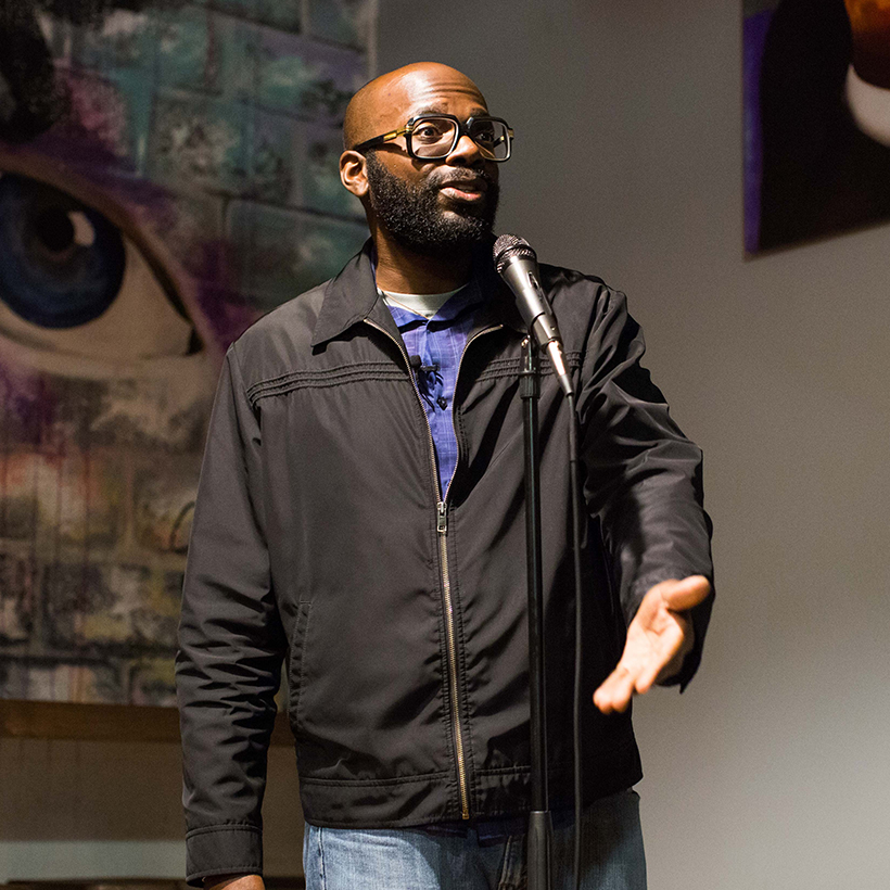 Sean A. Russell speaking at a LESARUSS education event 2017