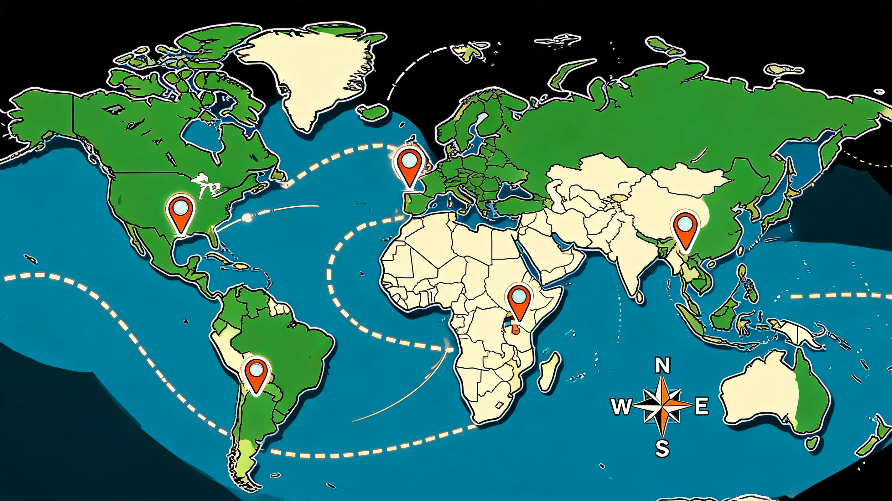 Vegans Explore world travel map